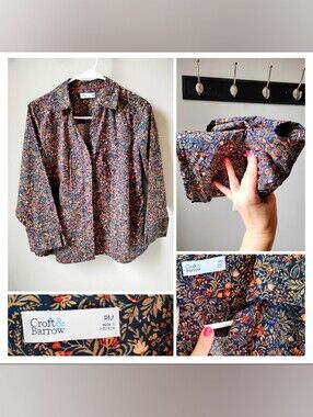 NWOT Croft & Barrow Autumn Oriental print button down top